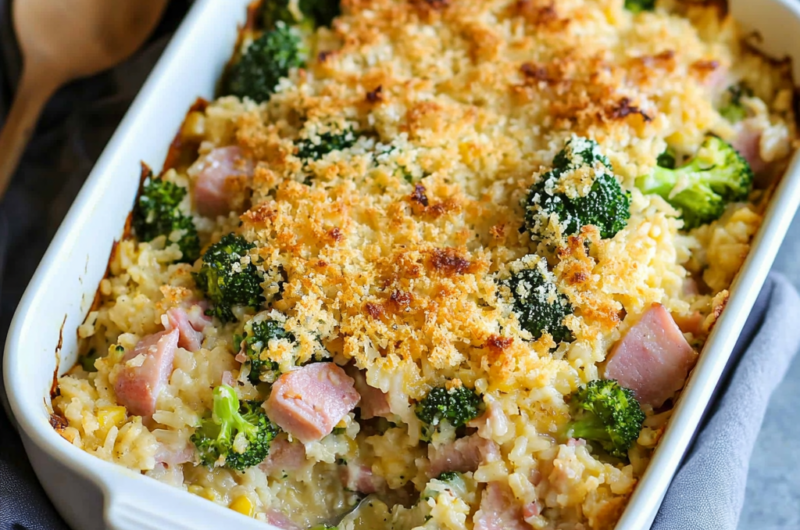 Ham Casserole with Broccoli and Rice